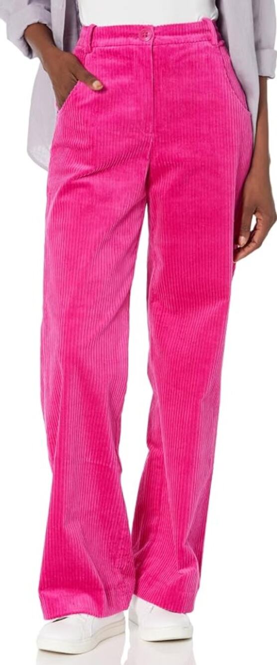 Trina Turk Brooklyn Pant Hot Pink Wide Leg Stretch Corduroy Trousers Size 16